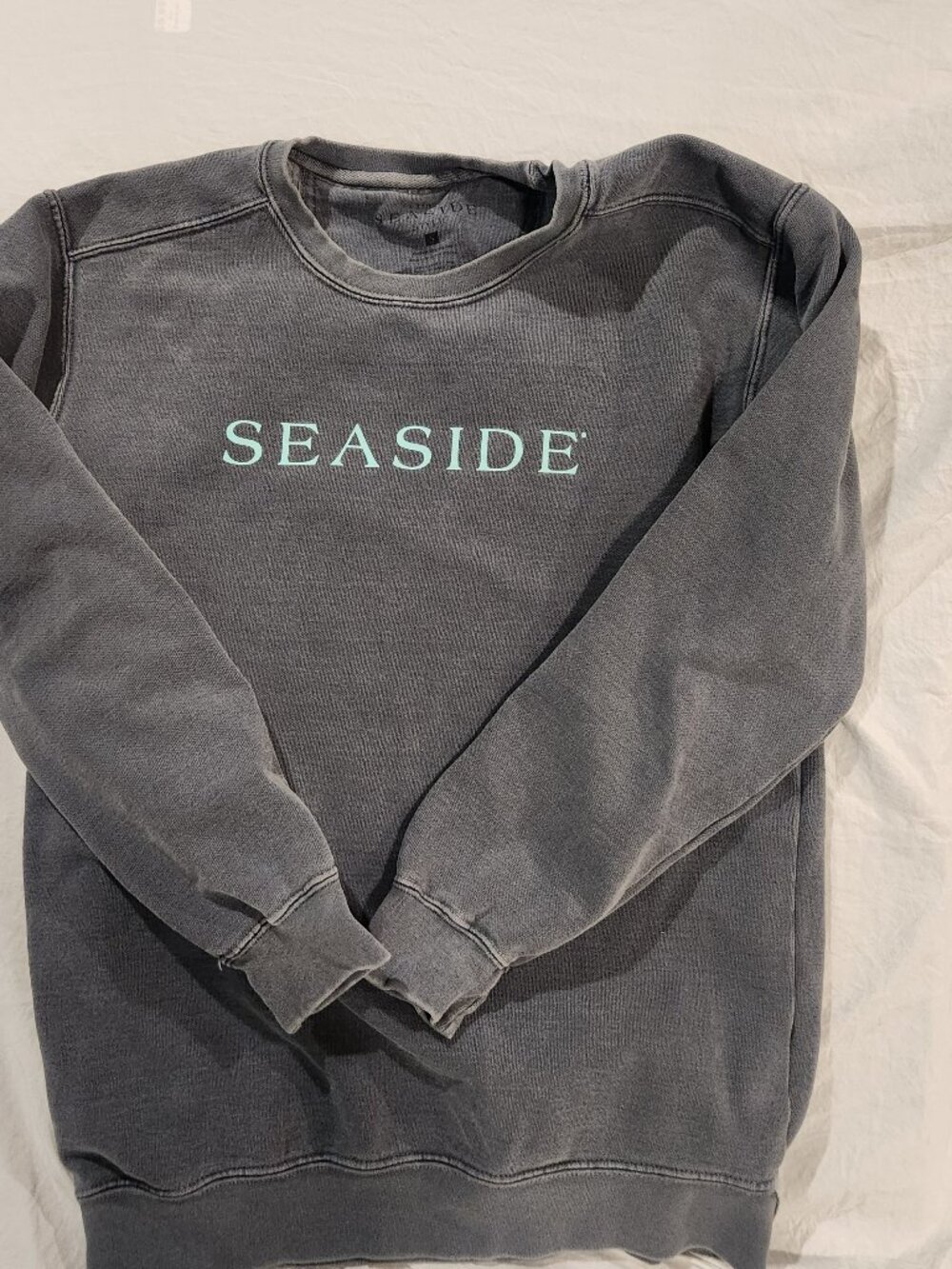 The Seaside Style Grey Mineral Wash Graphic Crewneck Sweatshirt - Size S